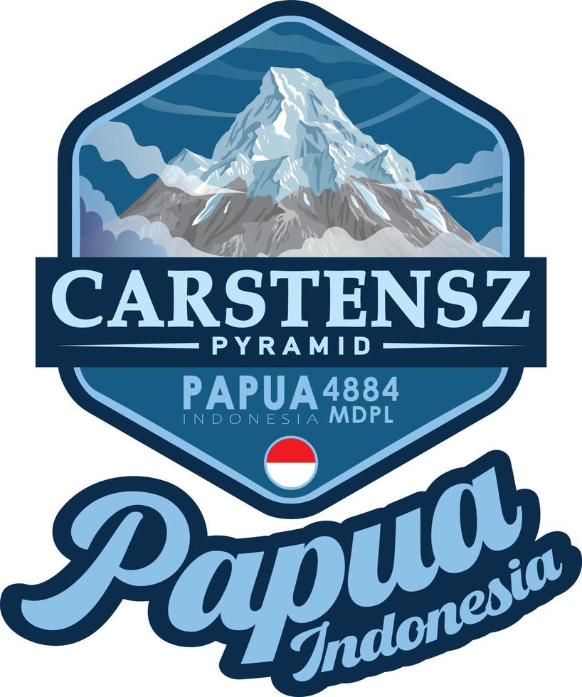 Mountain Logo. The mountain originating from Indonesia is named Mount Cartensz. with a height of 4,884 meters. vector