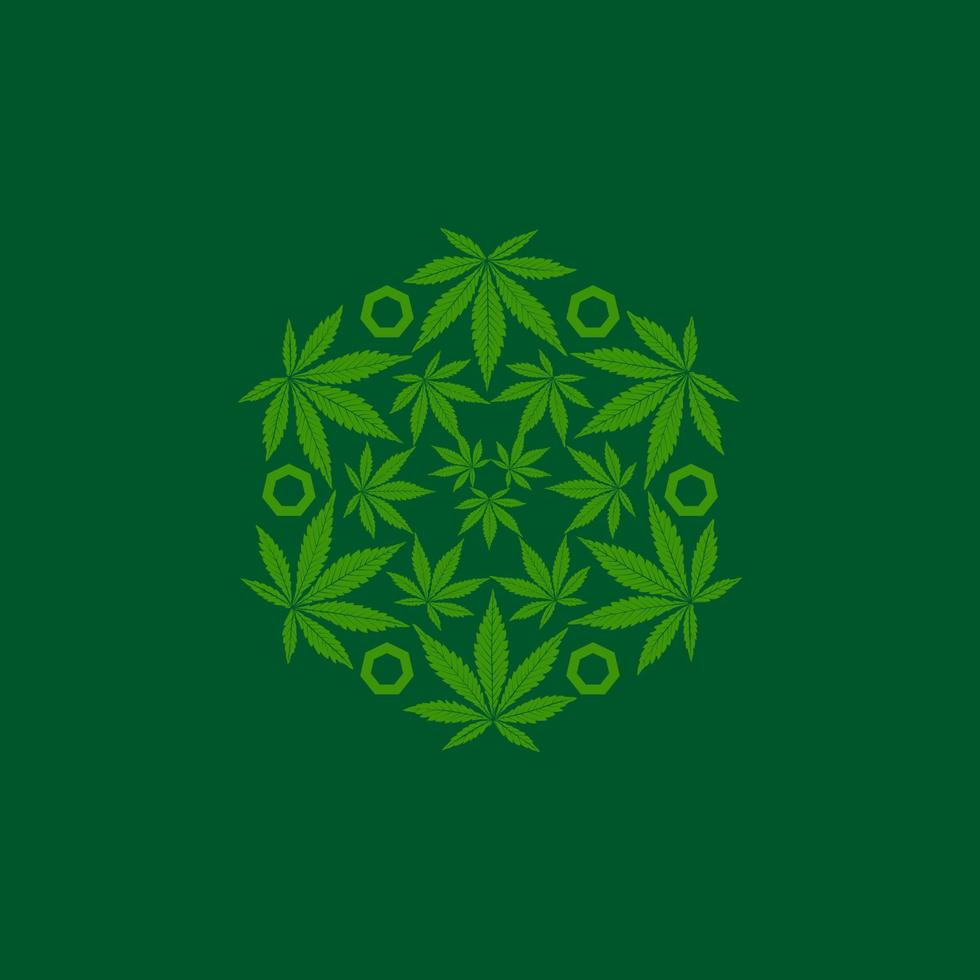 Vector illustration of a marijuana logo resembling a green diamond. suitable for clothing designs, posters, etc