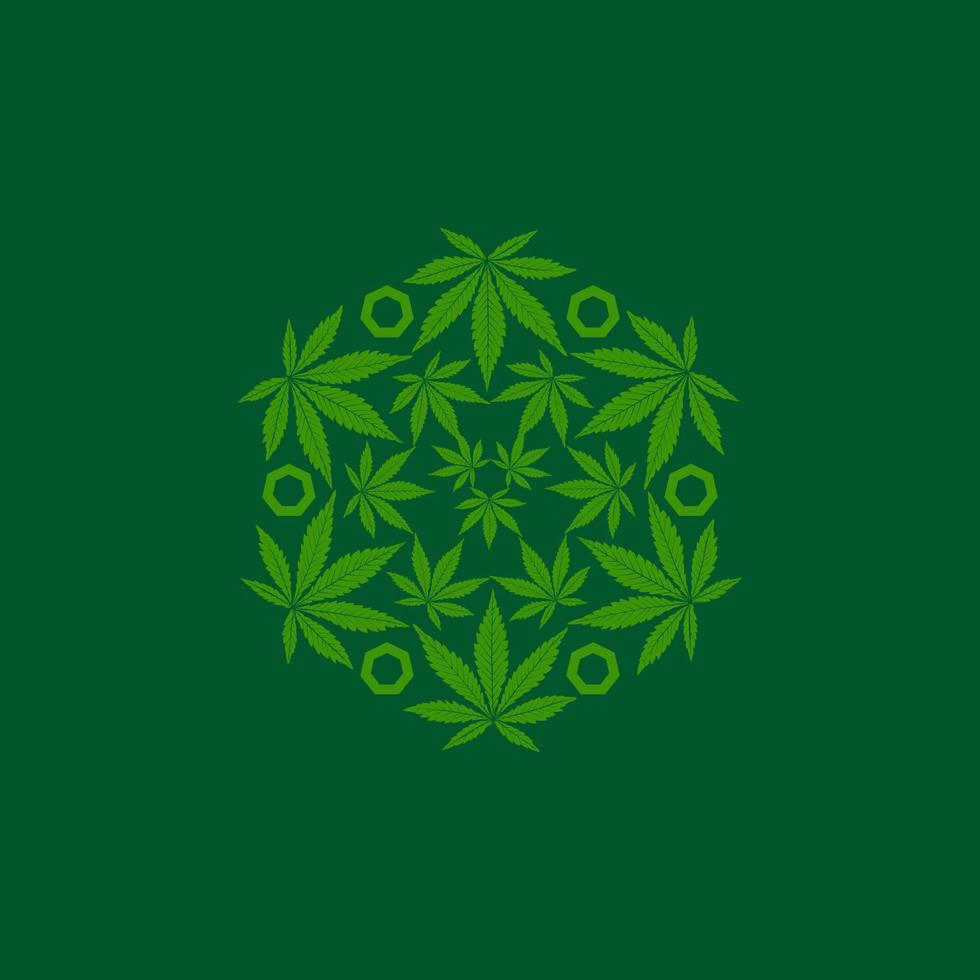 Vector illustration of a marijuana logo resembling a green diamond. suitable for clothing designs, posters, etc