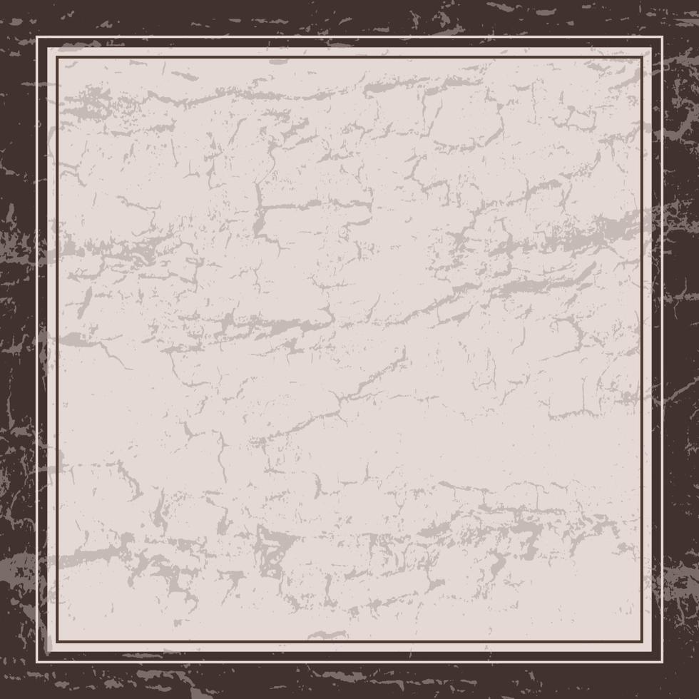 Square grunge frame with cracks. Brown and beige. Retro style. Vector