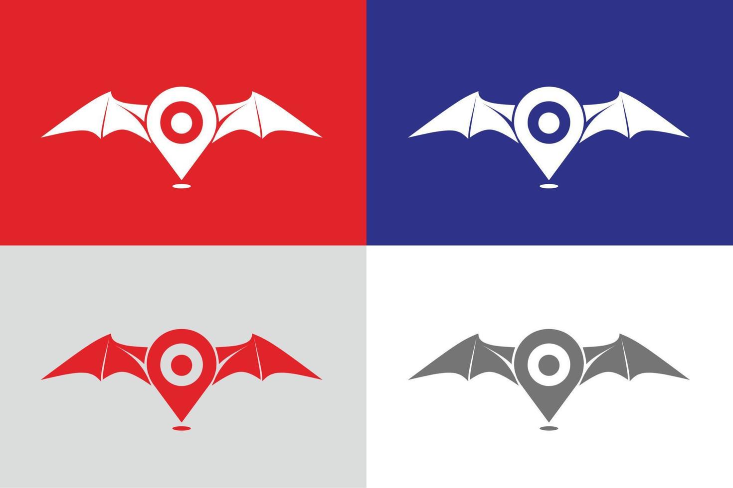 bat map logo set vector