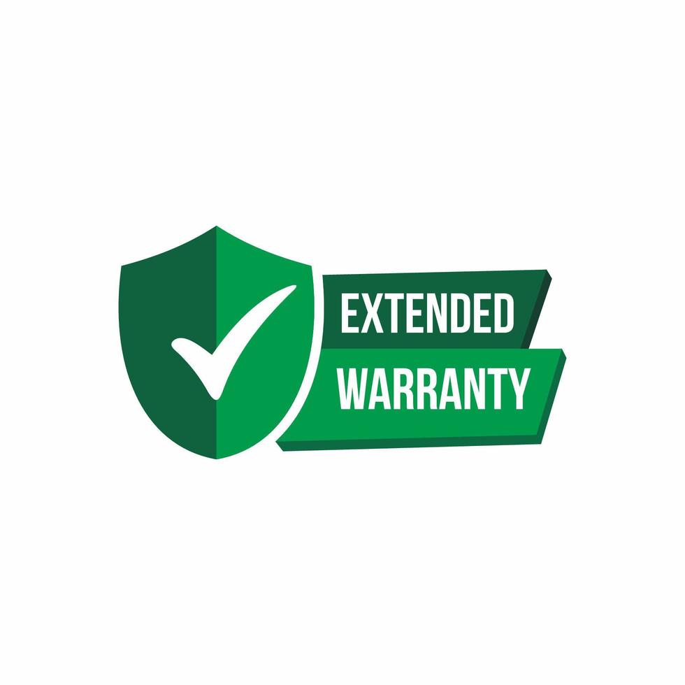 Extended warranty label or sticker. Badge, icon, stamp. Vector stock illustration.