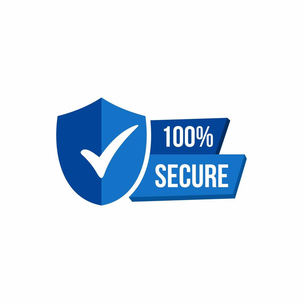 100 percent Secure grunge vector icon. Badge or button for commerce website. Vector stock illustration.