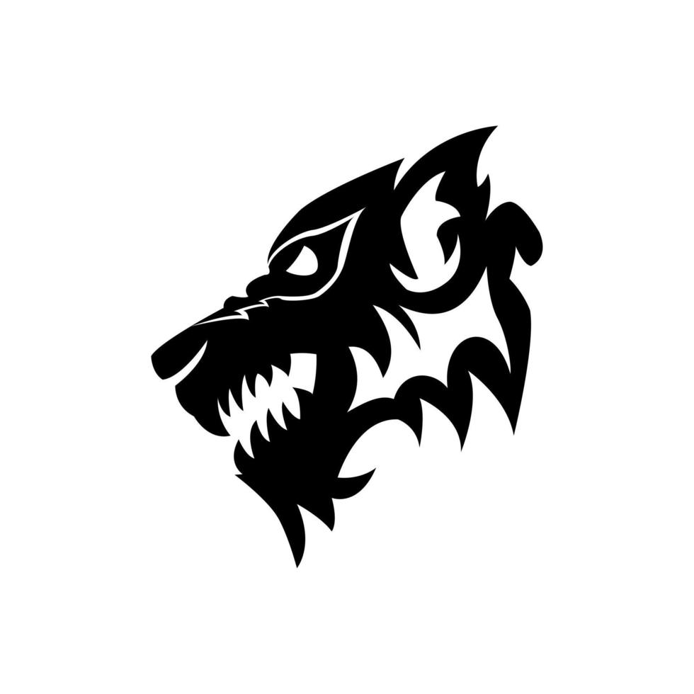 Wolf Head Hand Drawn Silhoutte Retro Mascot Logo vector