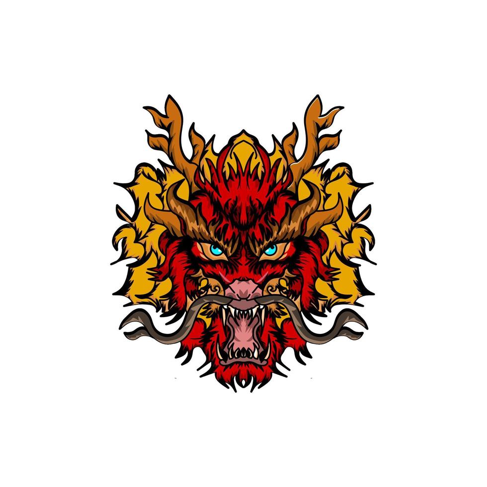 dragón rojo bestia esport mascota logo identidad vector