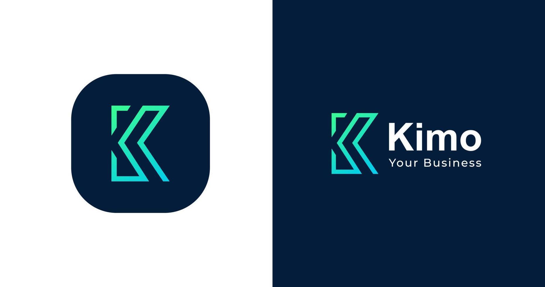 Initial K letter logo design template, minimalist line gradient concept, vector illustration