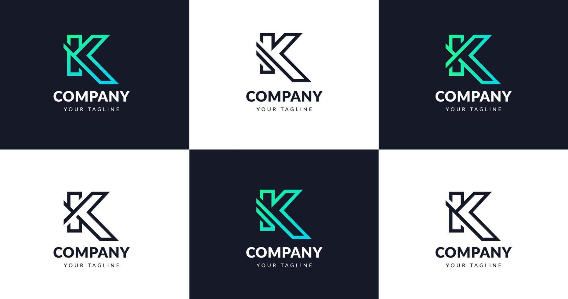 Big bundle set of minimalist letter K logo design. Vector design element, with variety k logo line style element, business sign, logos, identity, vector illustrations.