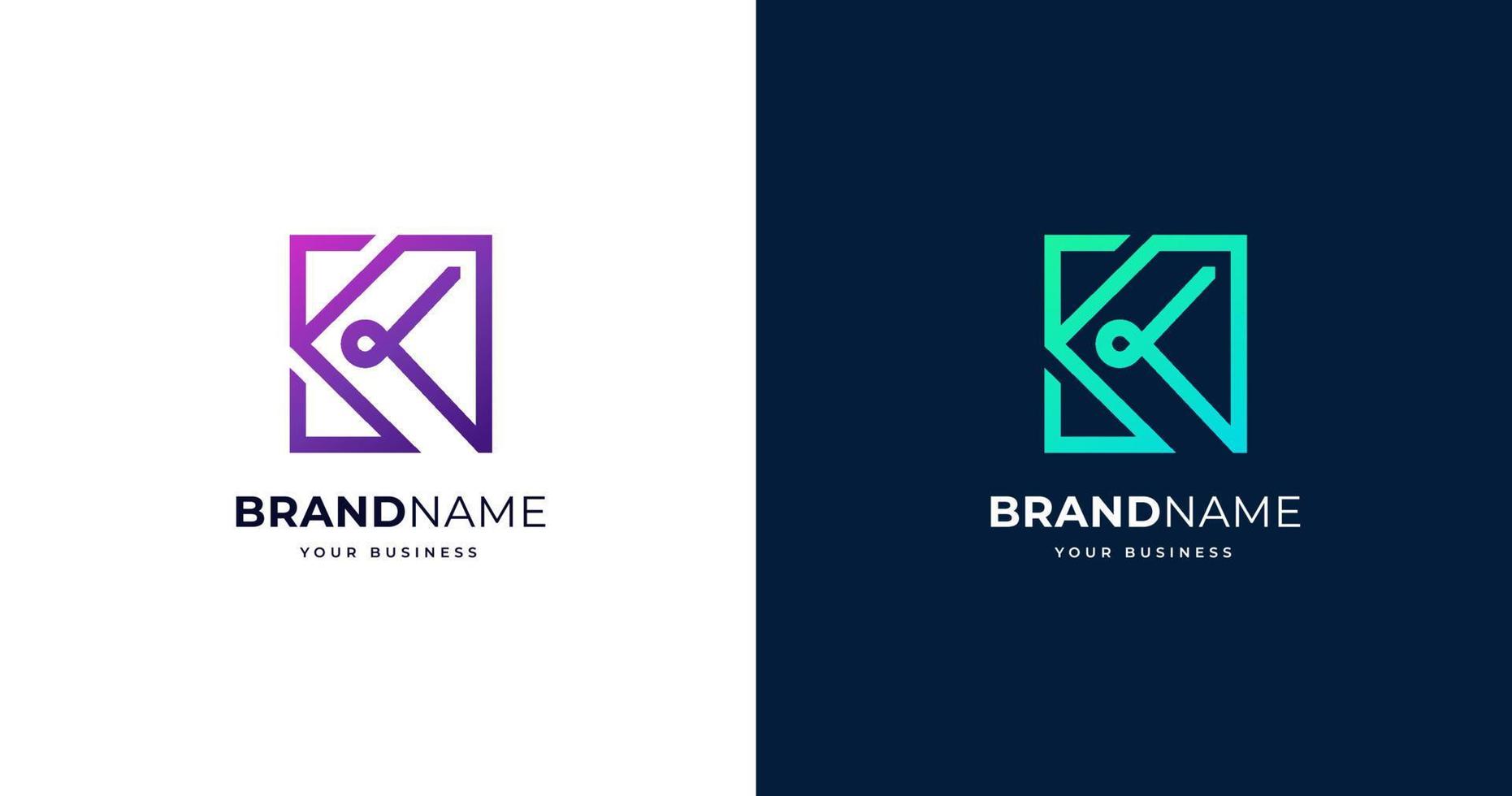 Initial K letter logo design template, minimalist line gradient concept, vector illustration