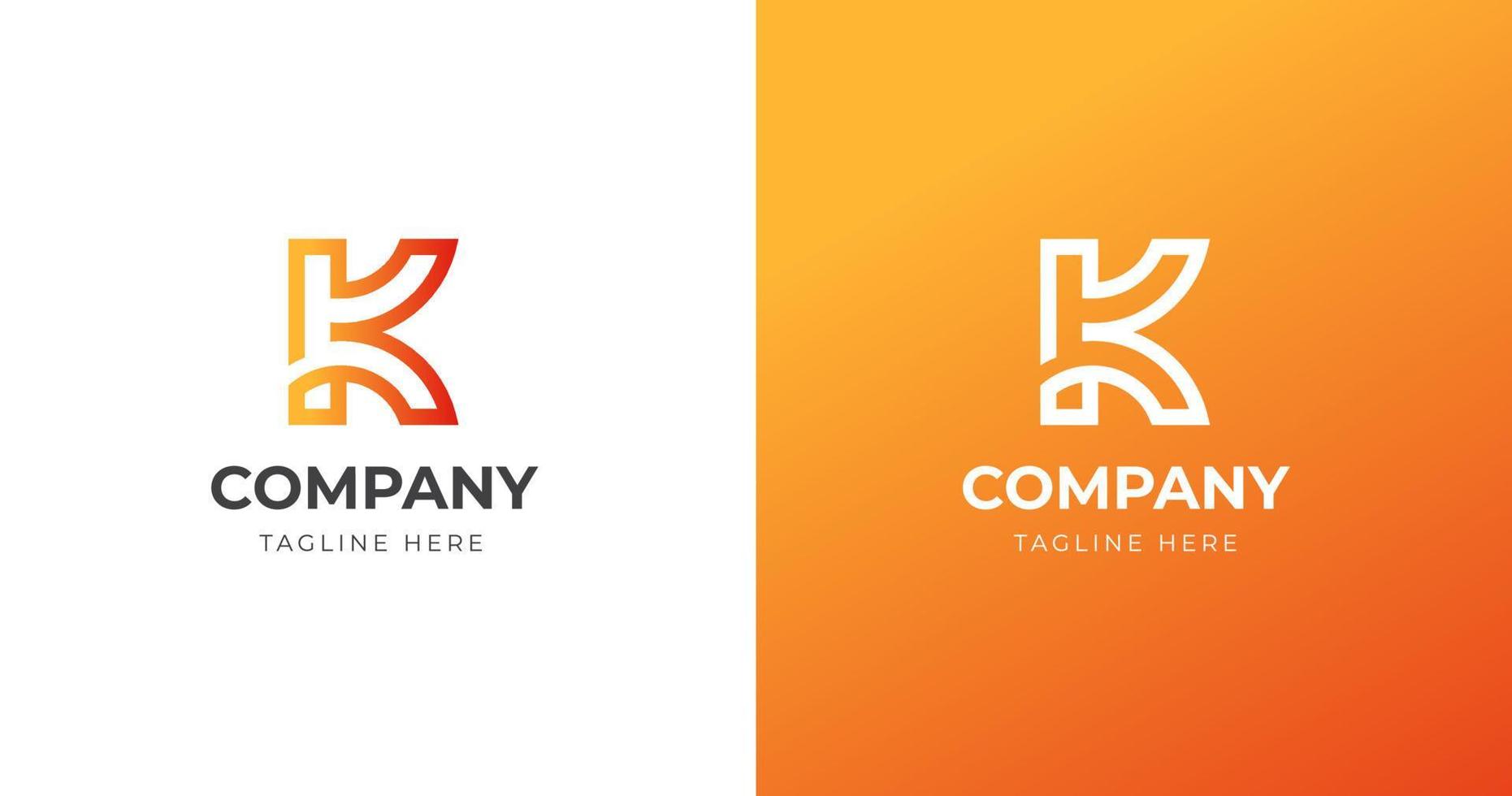 Initial K letter logo design template, line gradient concept, vector illustration