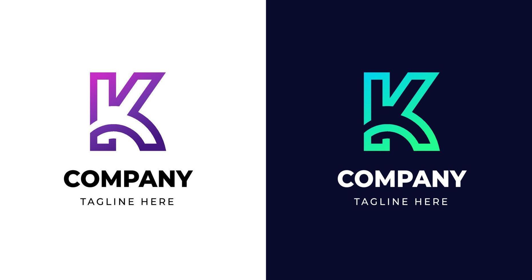 Initial K letter logo design template, minimalist line gradient concept, vector illustration