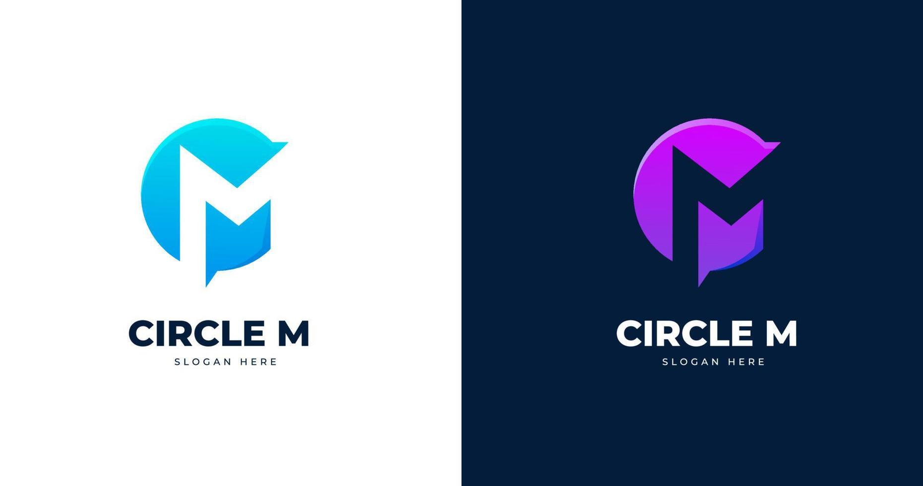 Letter M logo design template with circle shape style vector