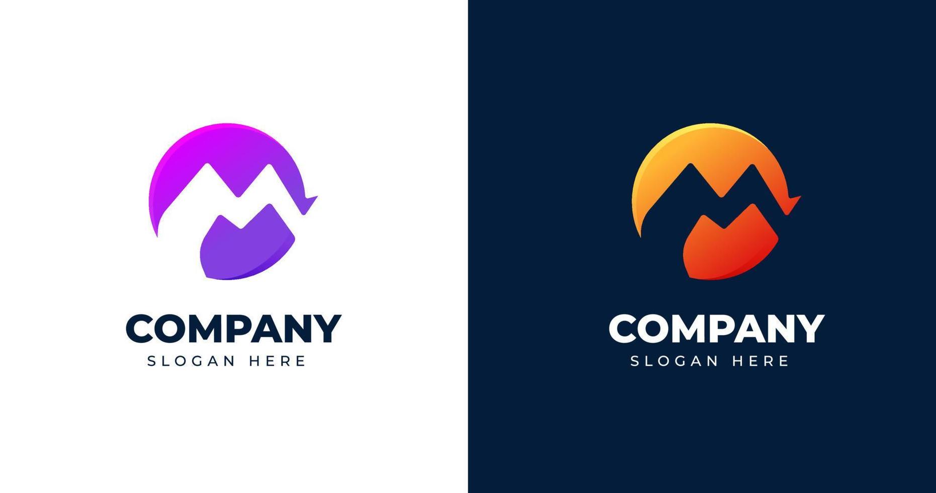 Letter M logo design template with circle shape style vector