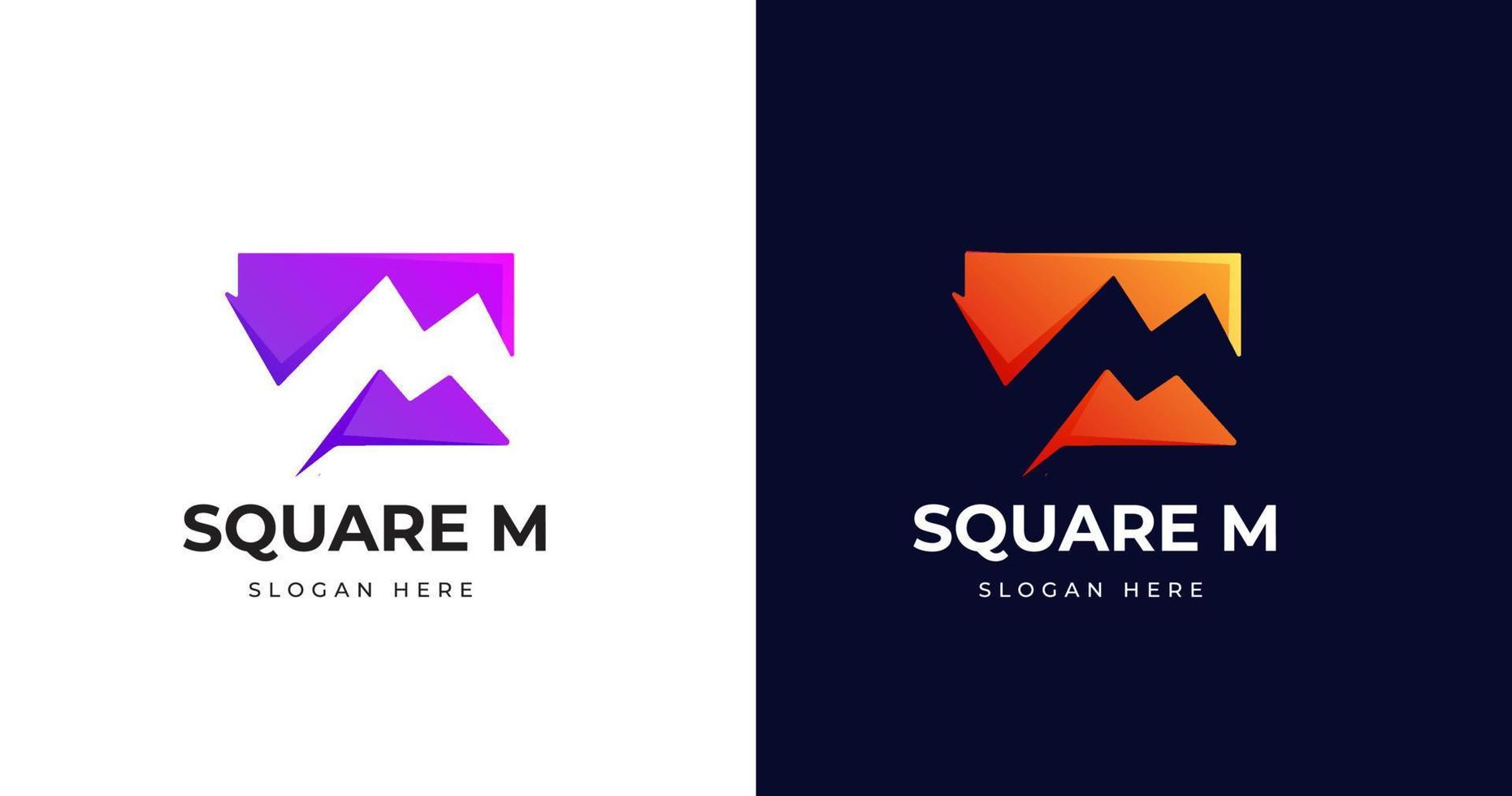 Letter M logo design template with square shape style vector