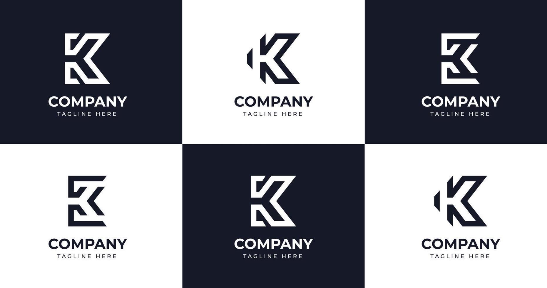 gran conjunto de diseño de logotipo de letra k minimalista. elemento de diseño vectorial, con variedad monograma k elemento de logotipo, rótulo comercial, logotipos, identidad, ilustraciones vectoriales. vector