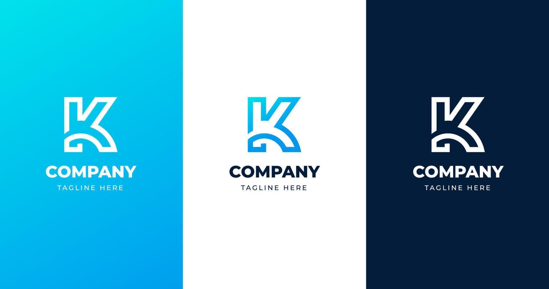 Initial K letter logo design template, minimalist line gradient concept, vector illustration