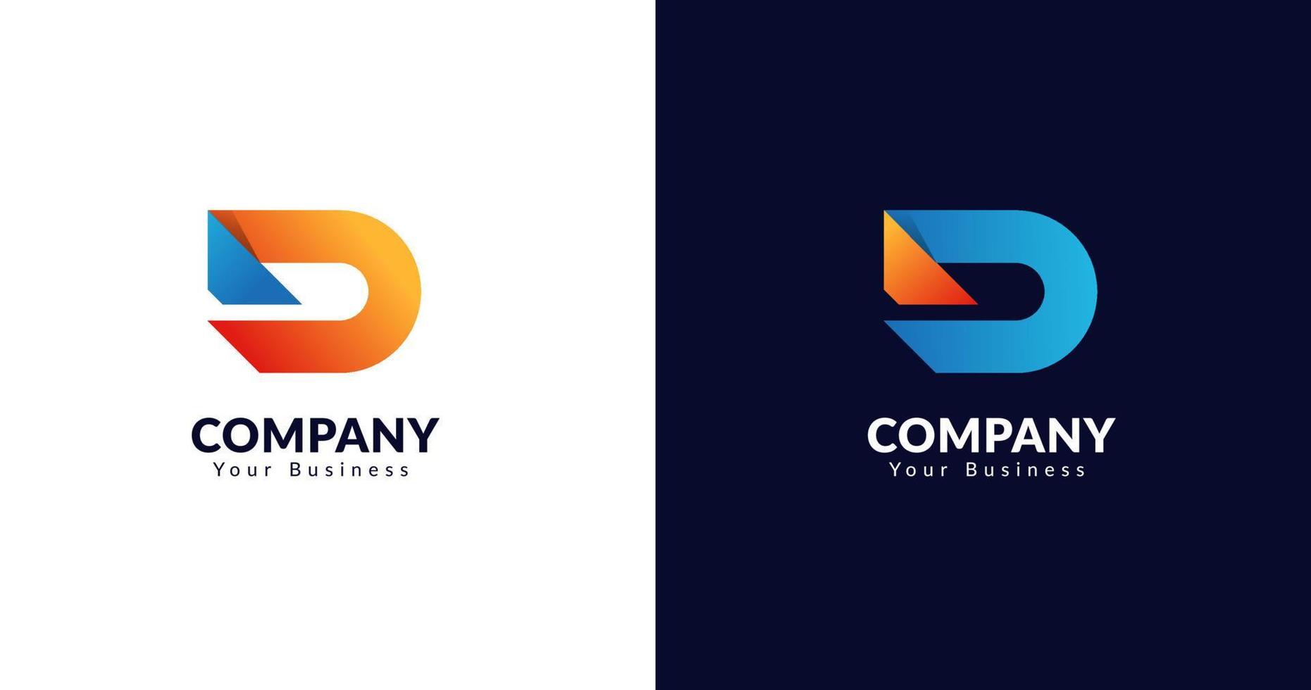 Initial D letter logo design template, creative gradient concept
