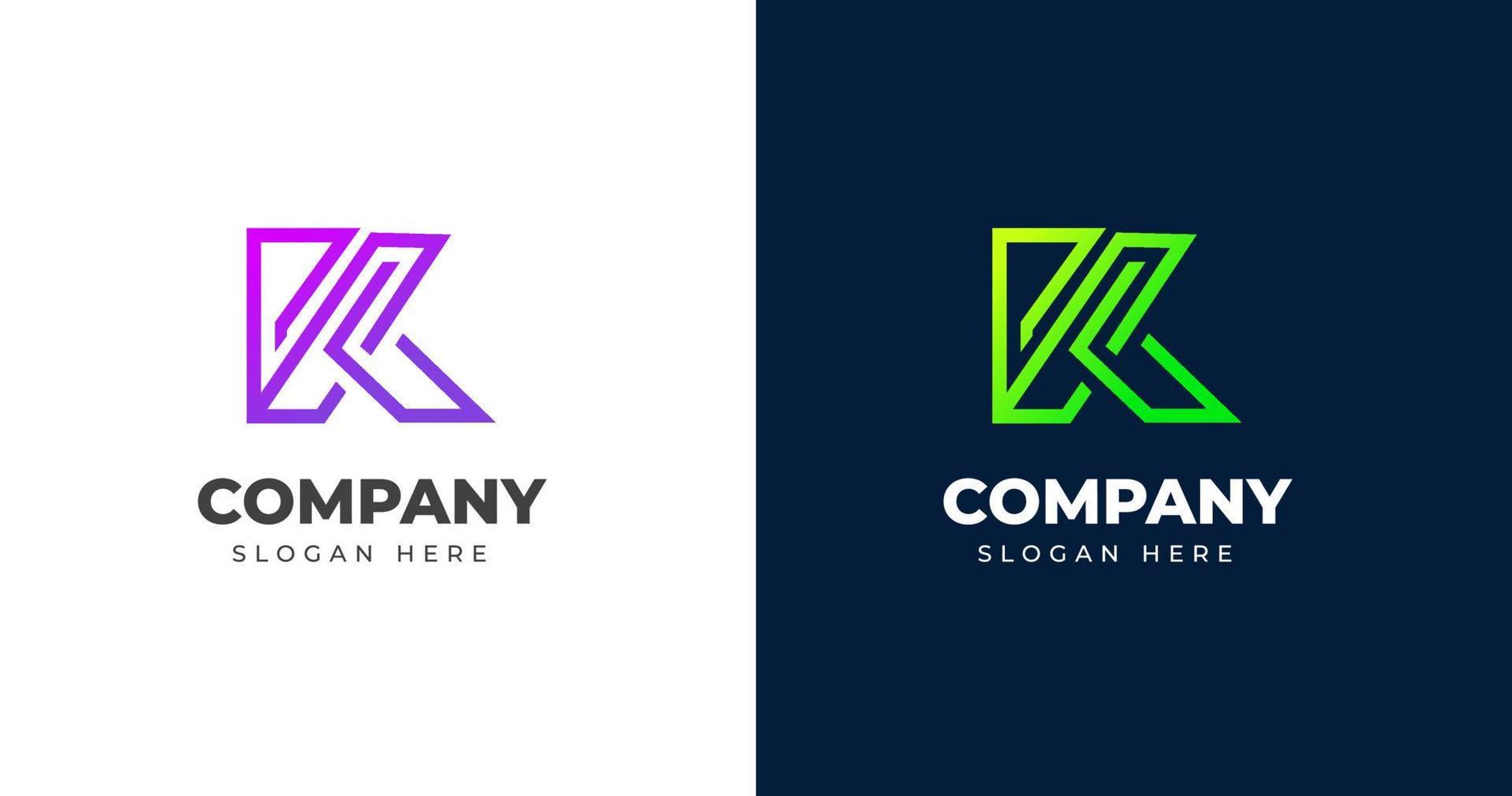Initial K letter logo design template, line gradient concept, vector illustration