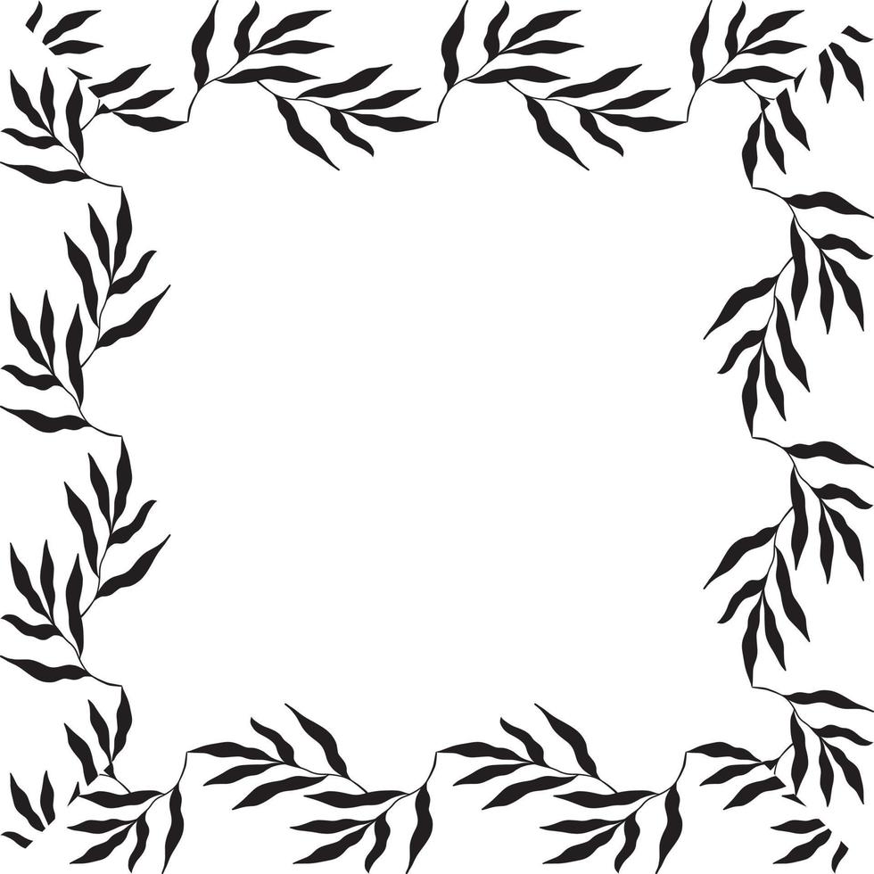 square shaped black frame made of plants on white isolated background vector