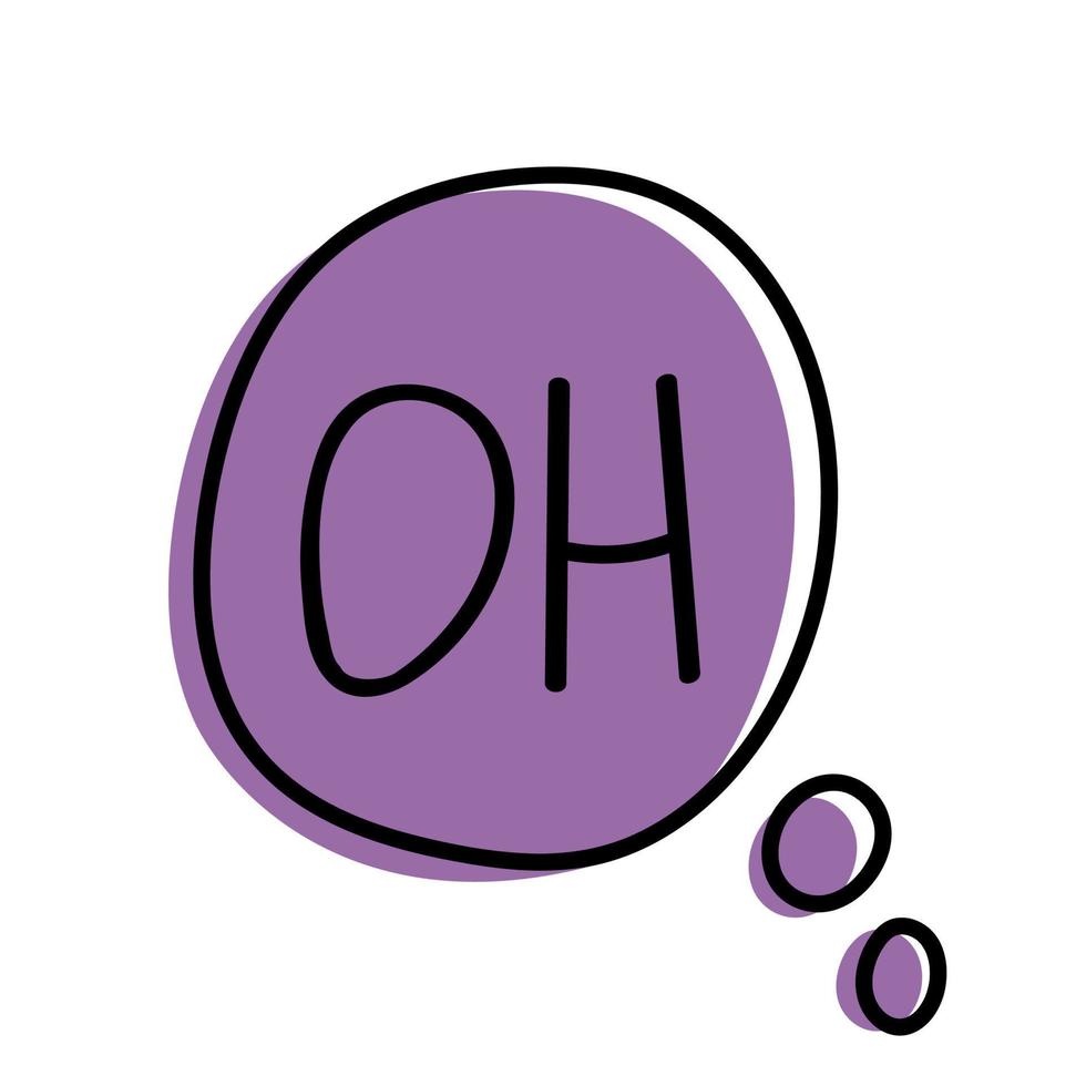 Hand drawn purple speech bubble with text - oh. vector