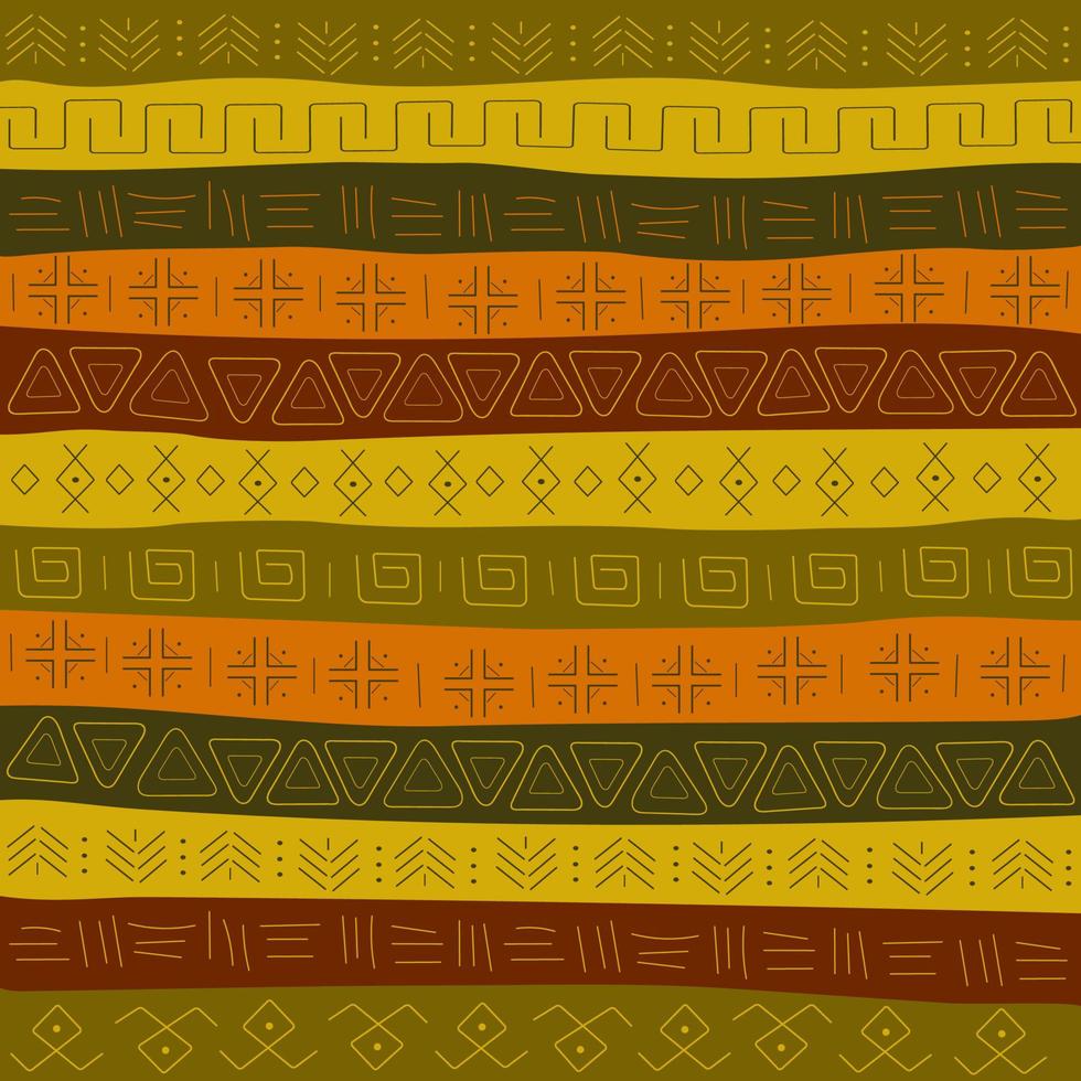 Striped background with ethnic pattern. vector