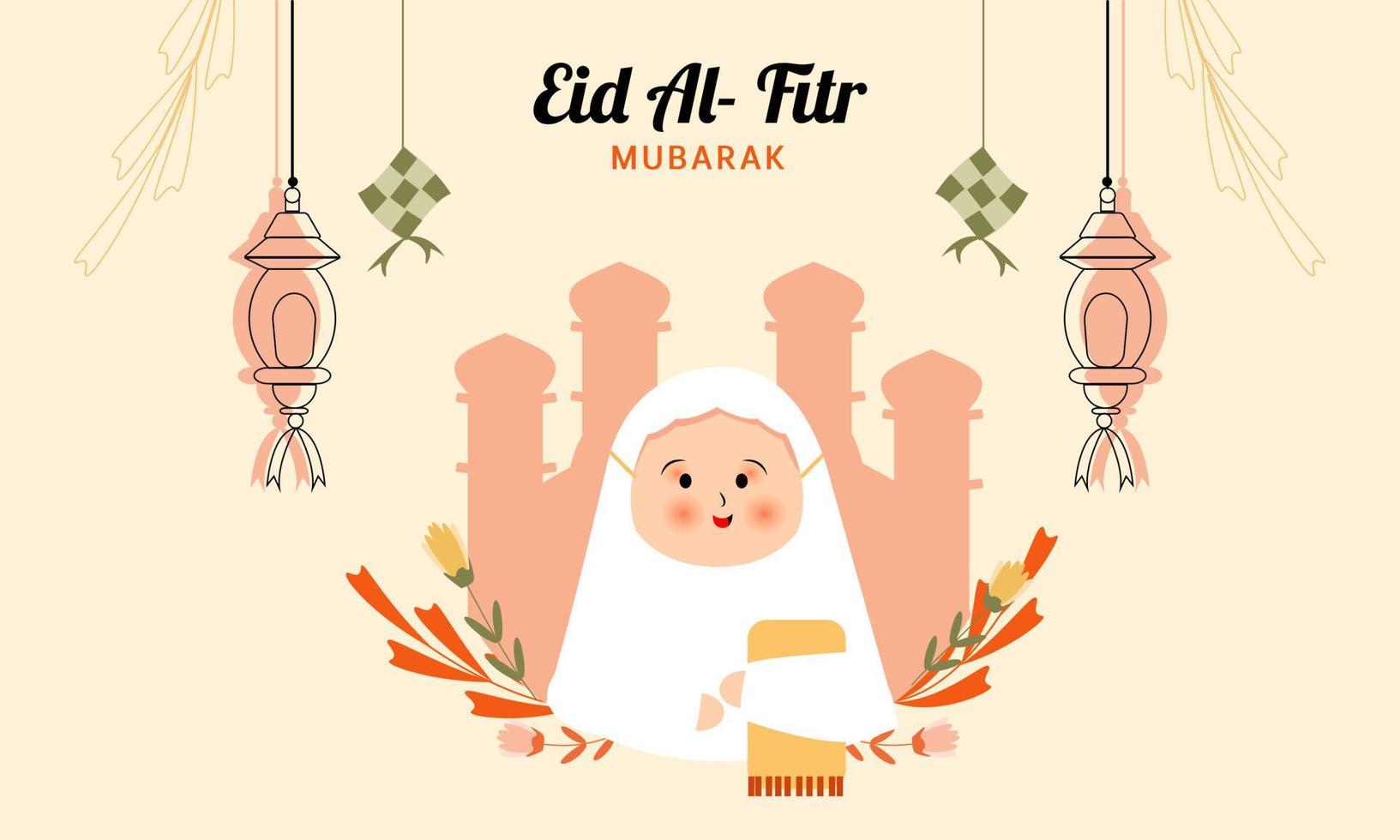 flat eid al fitr illustration background vector