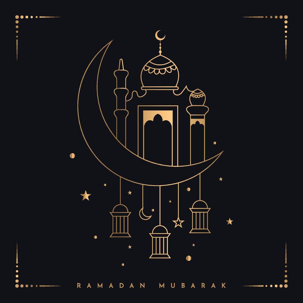 Creative Ramadan Kareem Islamic festival greeting banner with mosque vector
