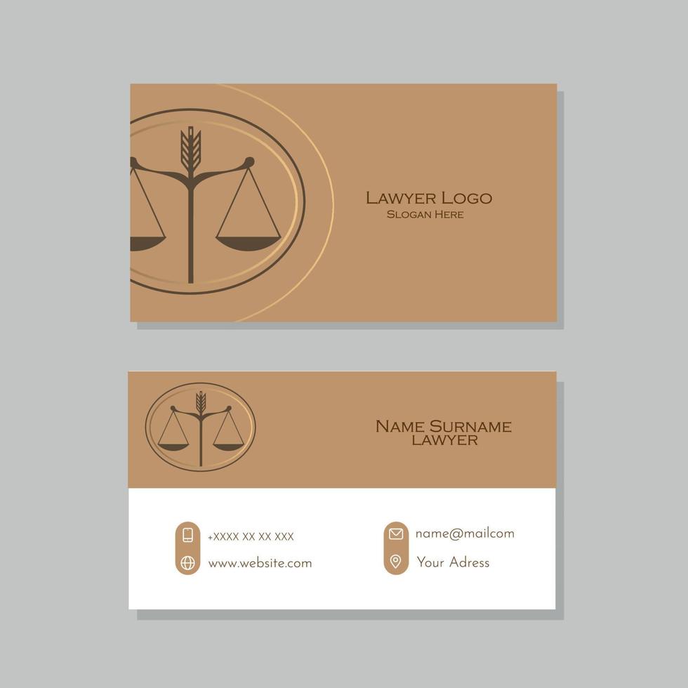 Lawyer business card in brown and white vector