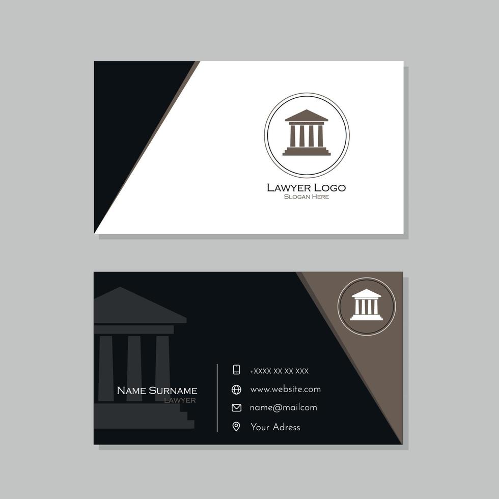 Brown, black and white lawyer business card vector