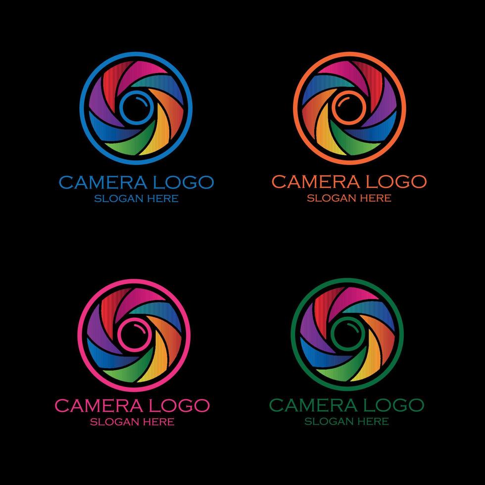 Colorful camera logo set vector