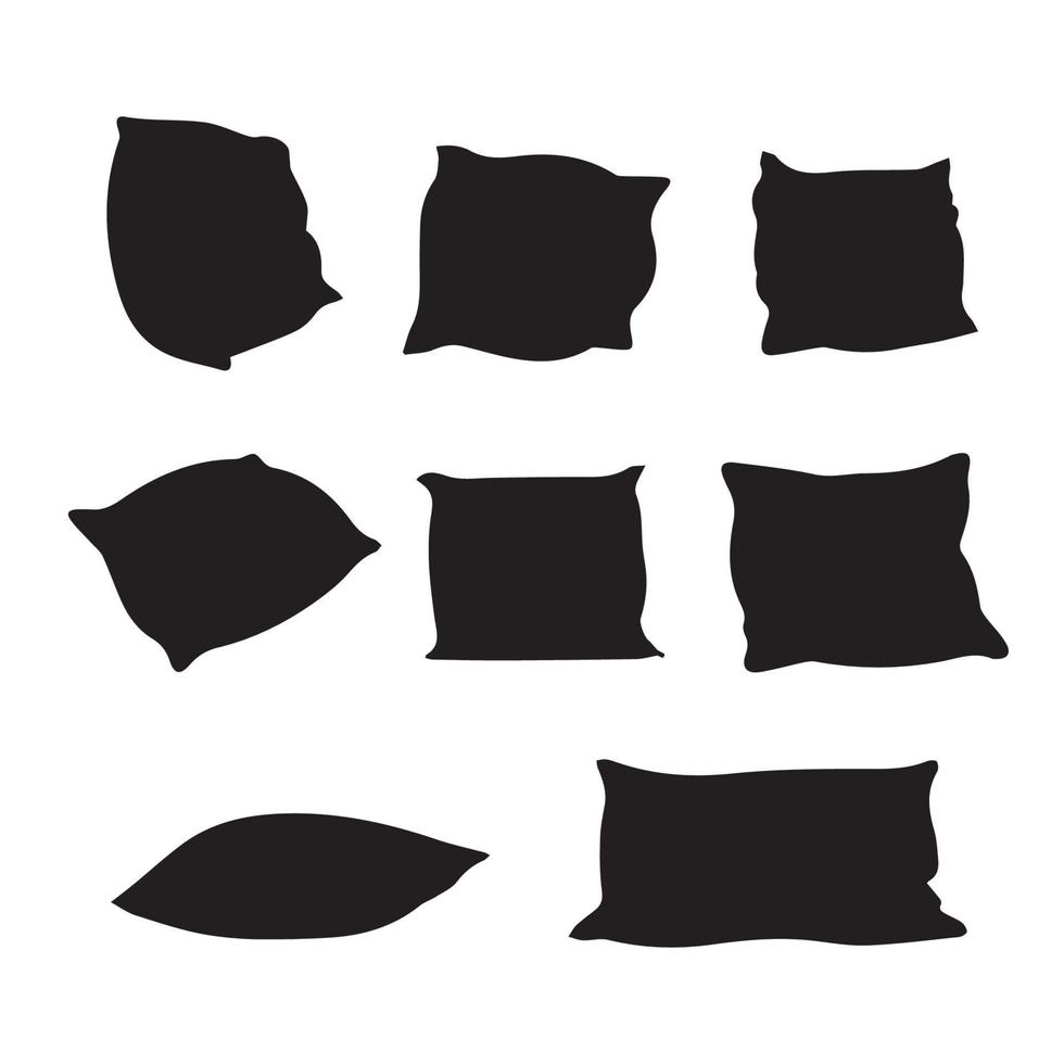 Set of black silhouettes of pillows vector