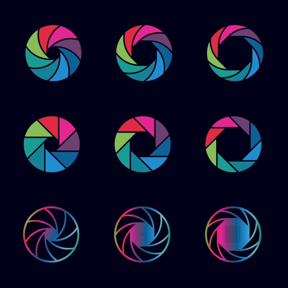 Colorful camera logo collection vector