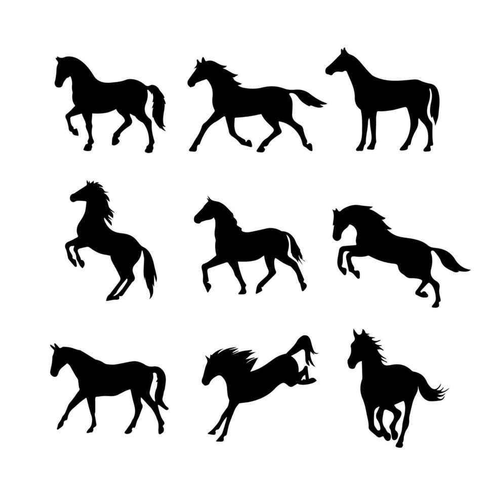 siluetas de caballos negros vector