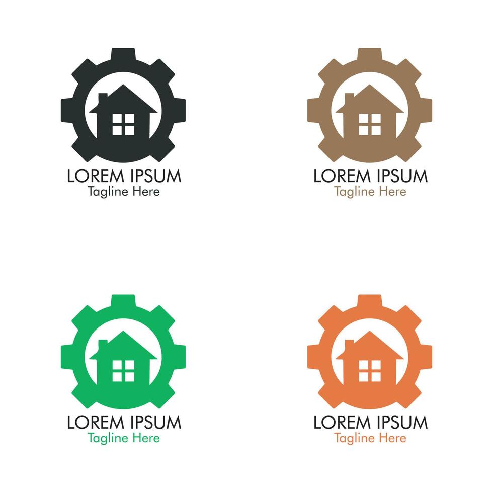 Set of house logos with setup sign vector