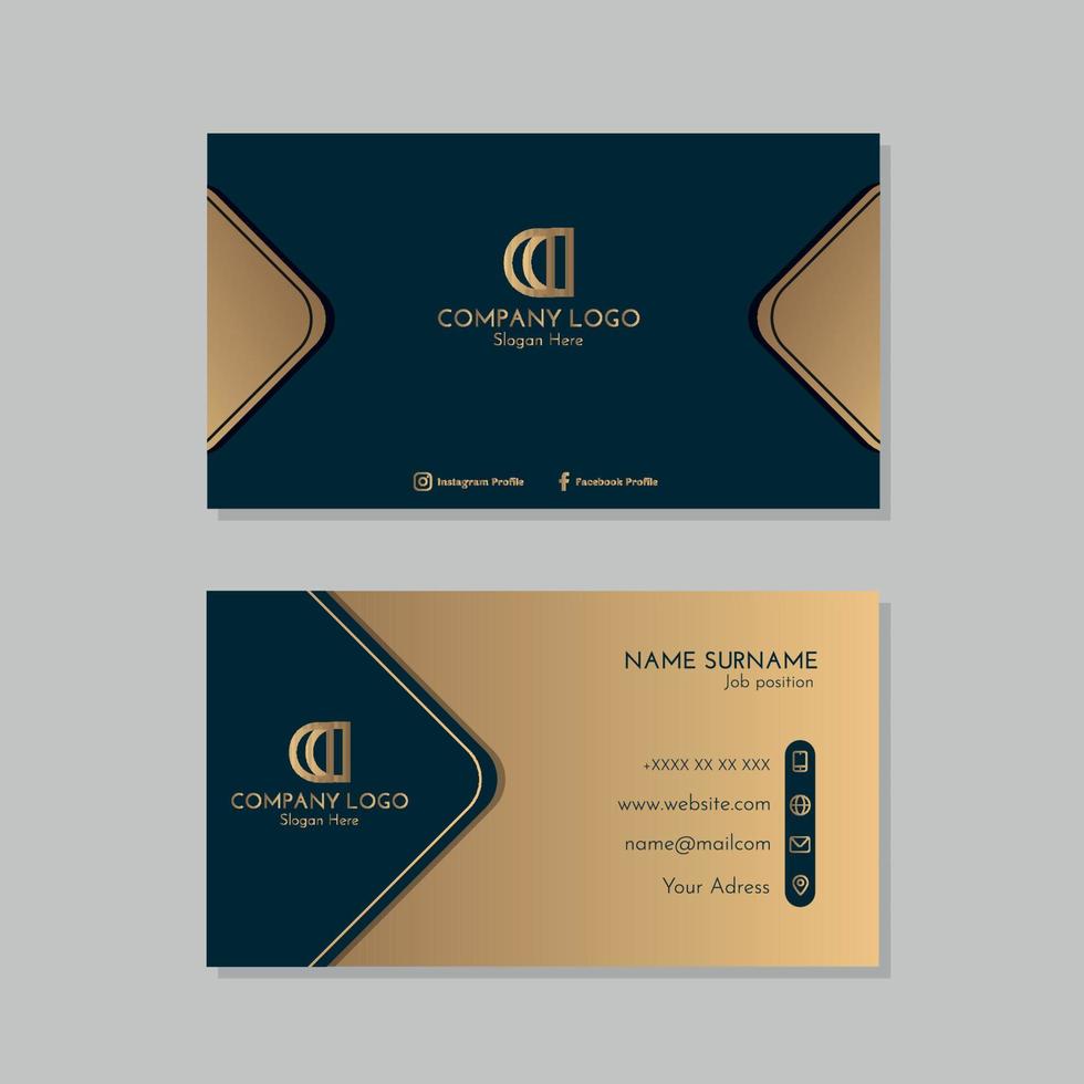 Elegant navy blue and gold business card vector