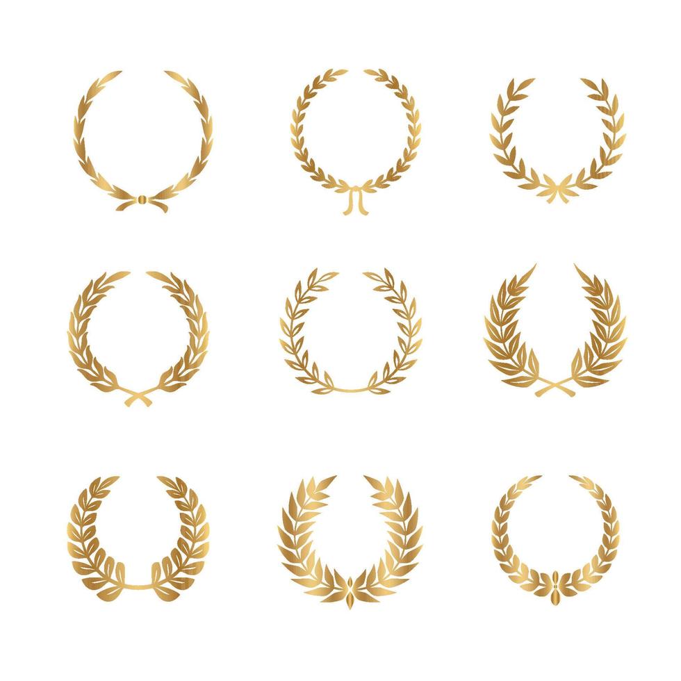conjunto de marcos de laureles dorados vector