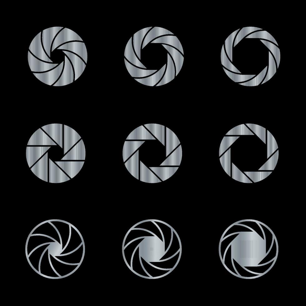 Silver camera logo set vector