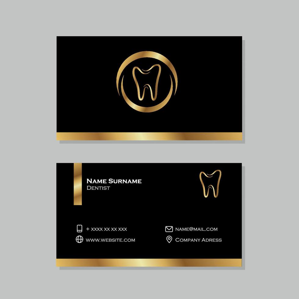 Elegant gold and black dentistry business card vector