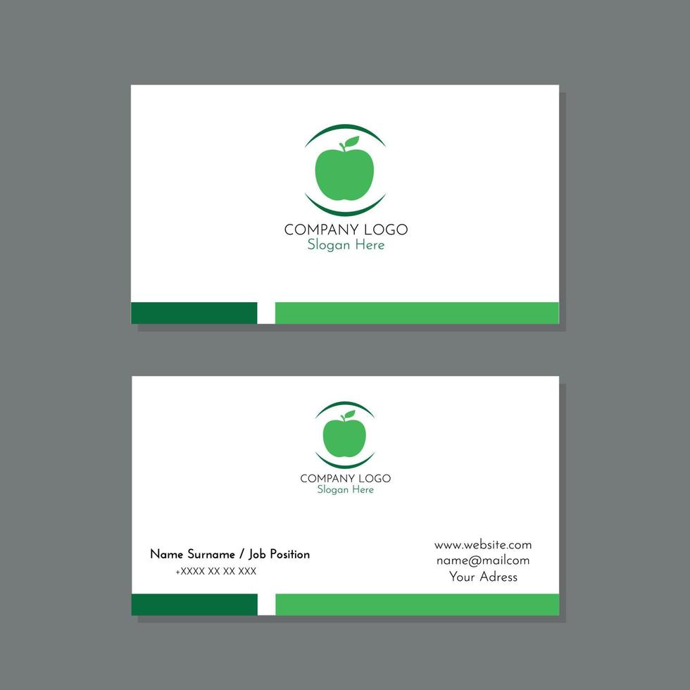 White and green nutritionist business card with apple logo vector