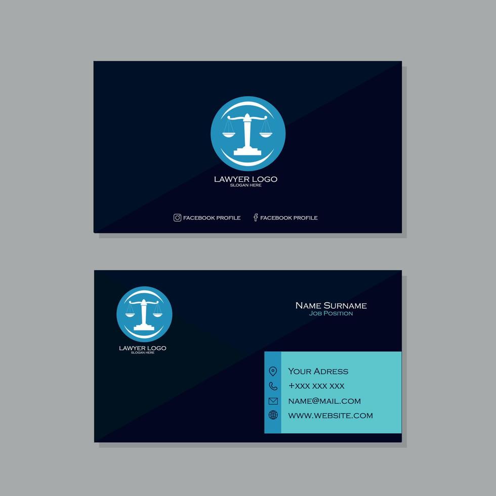 Lawyer business card in blue tones vector