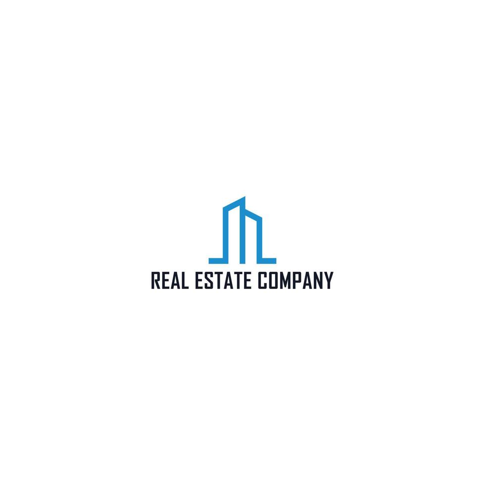 inspiración de diseño de logotipo para una empresa de inversión inmobiliaria inspirada en la letra m abstracta en color azul también adecuada para el logotipo de marcas o empresas que tiene el nombre inicial m o línea con propiedad vector