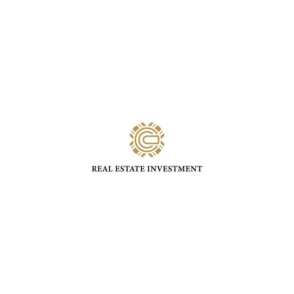 logo design inspiration for a real estate investment and management company from abstract letters O and C isolated with abstract golden ornament in circle shape also suitable for the brand or company vector