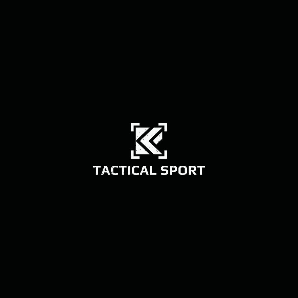 logo design inspiration for night vision and tactical shooting gear inspired from abstract letter k and f isolated with white rectangle shape also suitable for the brand that has initial name KF or FK vector