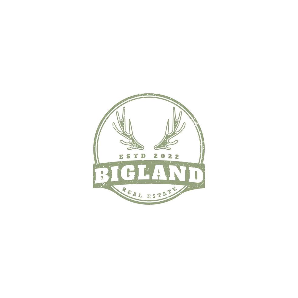 the logo design inspiration of real estate company with abstract vintage style in green circle shape and deer antler ornament also suitable for logo design of other brand or company in nature industry vector