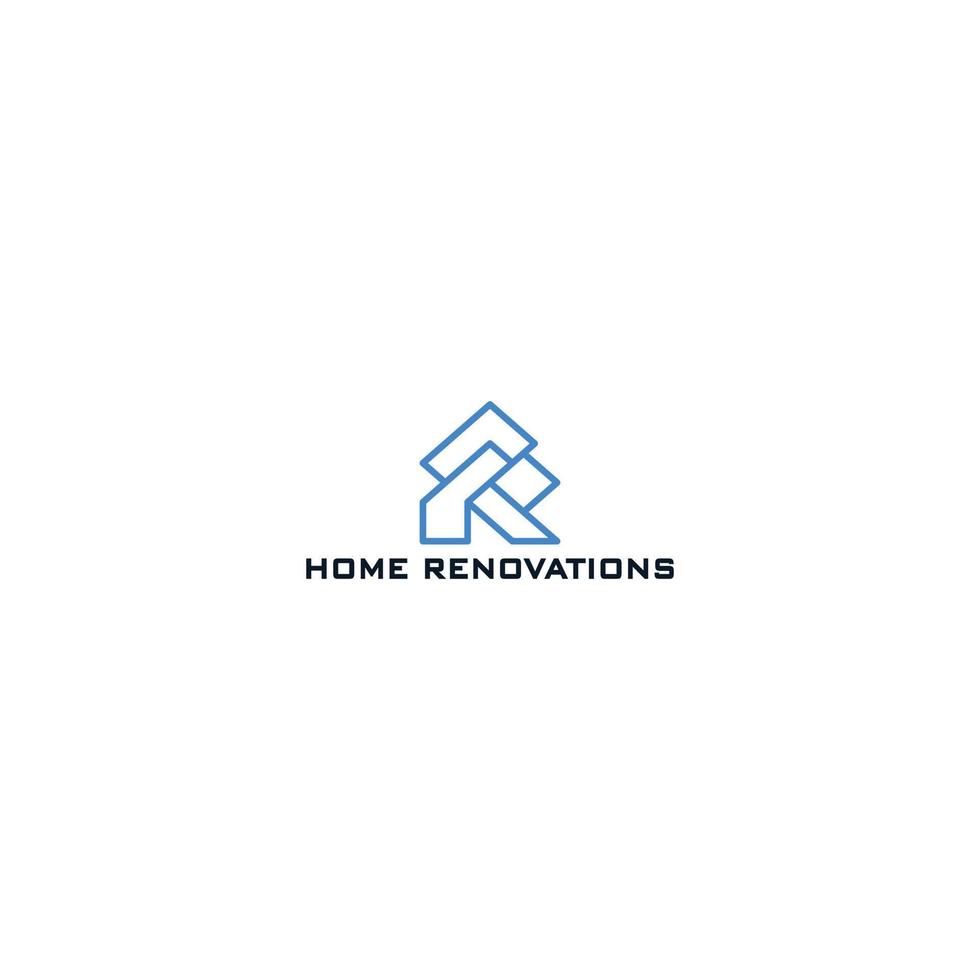 logo design inspiration for a home builder and remodeler business inspired from abstract letter R in blue color also suitable for the logo of company or brand that has initial name R vector