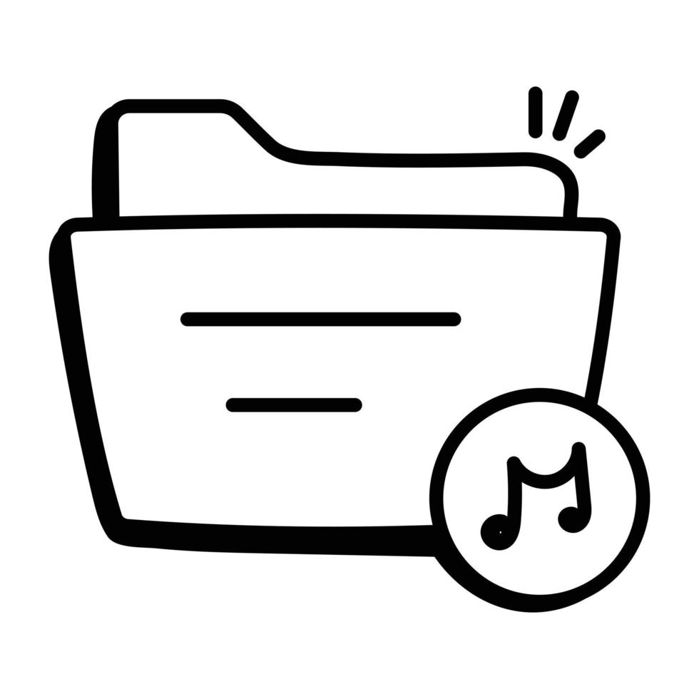 Music folder hand drawn icon, editable design vector