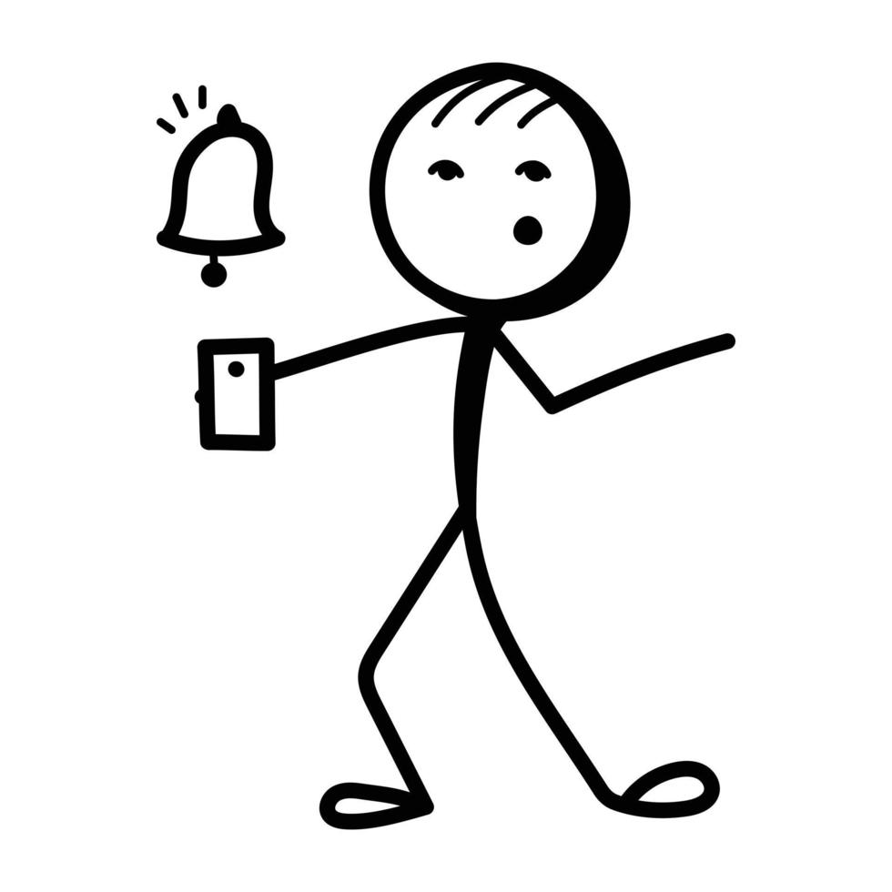 Stick figure with dollar, hand drawn icon of finance manager vector