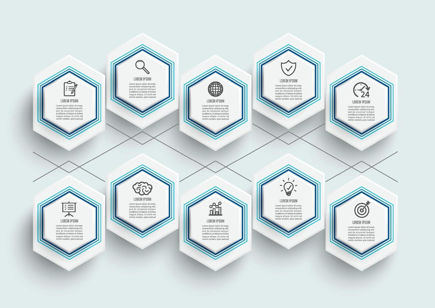 Vector infographic template with 3D paper label, integrated circles. Business concept with 10 options. For content, diagram, flowchart, steps, parts, timeline infographics.