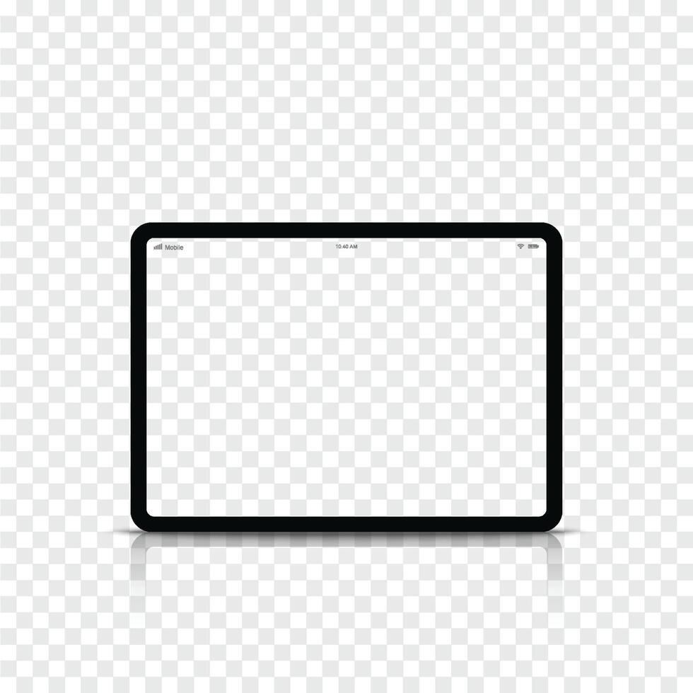 Modern realistic black tablet computer with transparent screen. Vector illustration.