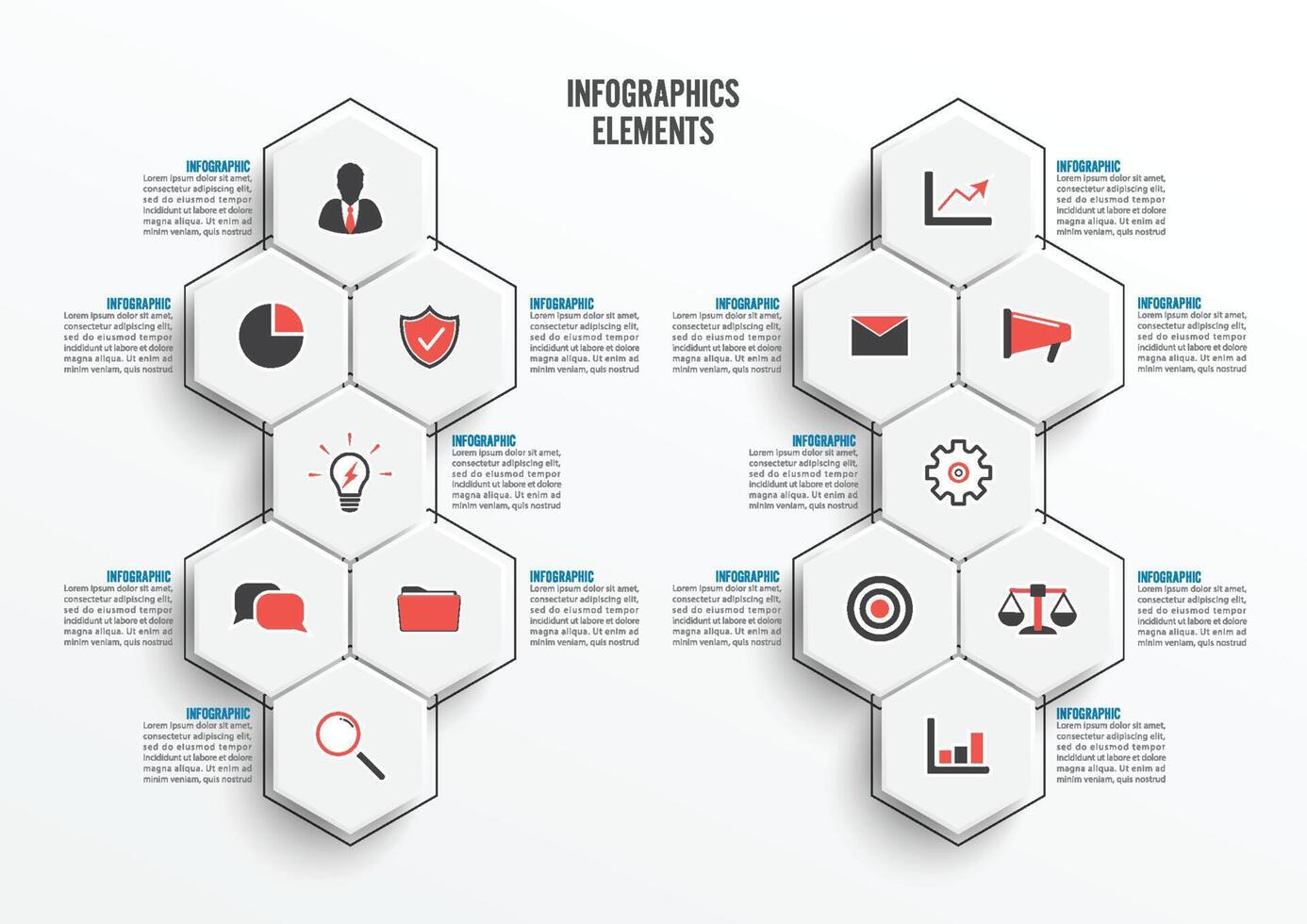 Vector infographic template with 3D paper label, integrated circles. Business concept with 14 options. For content, diagram, flowchart, steps, parts, timeline infographics, workflow, chart.
