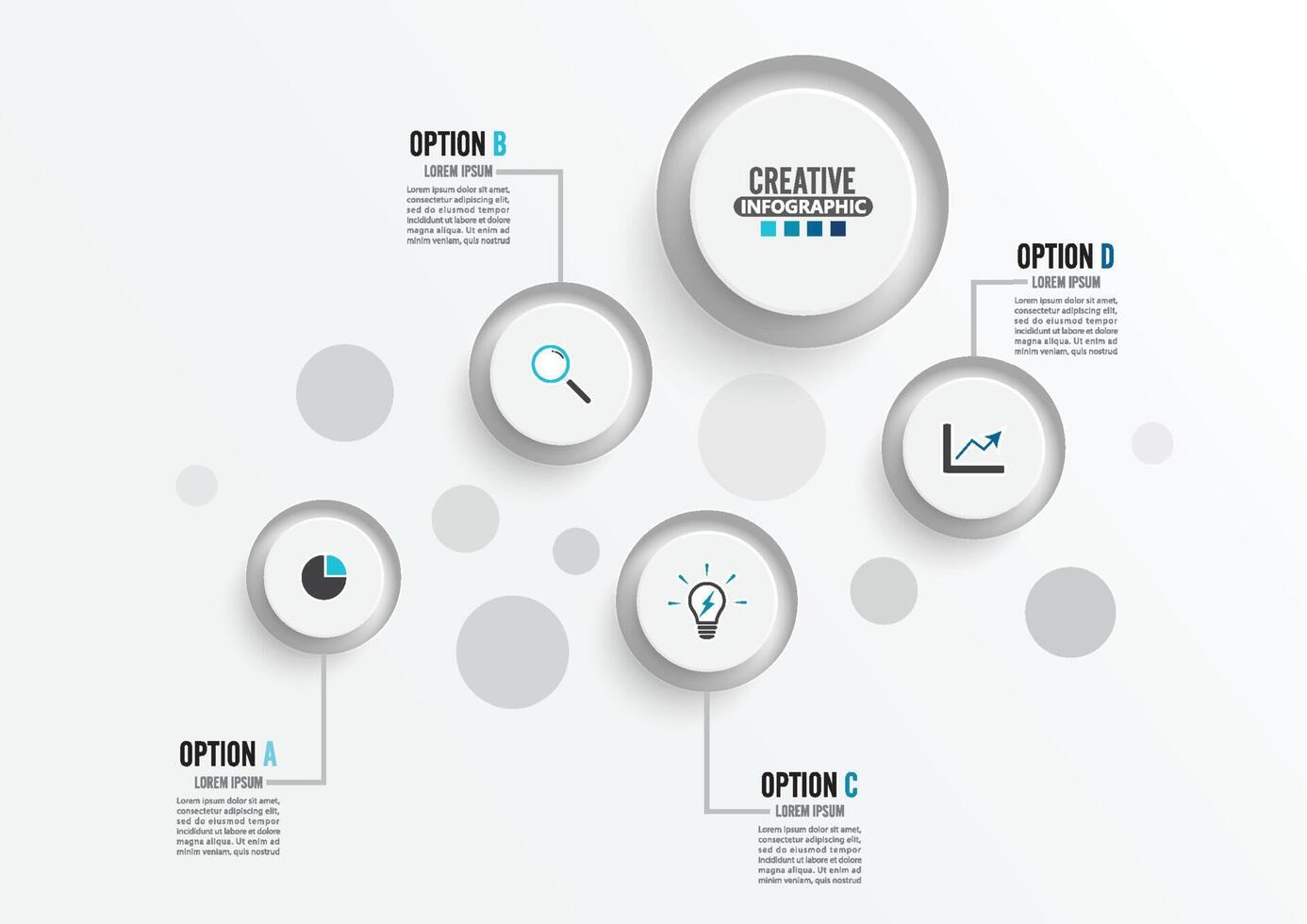 Vector infographic template with 3D paper label, Business concept with 4 options. For content, diagram, flowchart, steps, parts, timeline infographics, workflow, chart.